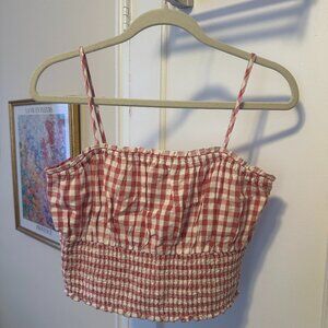 American Eagle Outfitters Red and White Gingham Mini Skirt